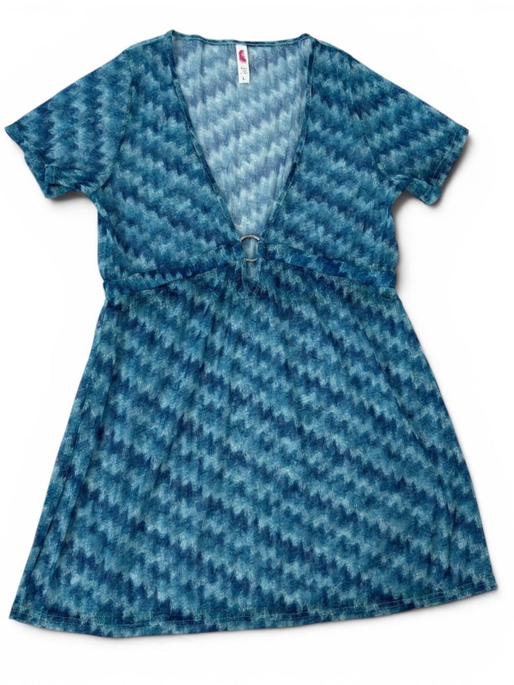 Blue Babydoll Sheer Lace Mesh Mini Dress